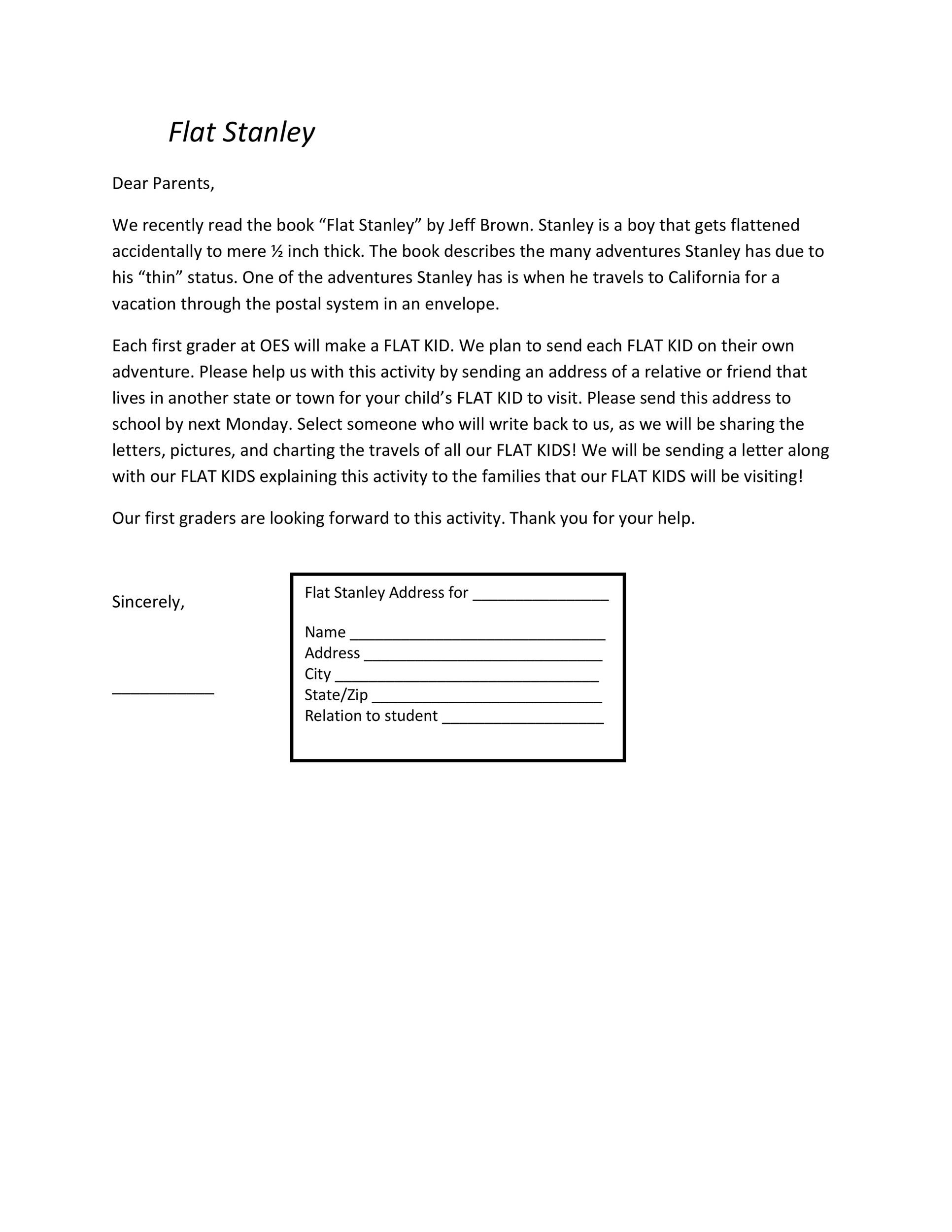 37 Flat Stanley Templates Letter Examples TemplateLab