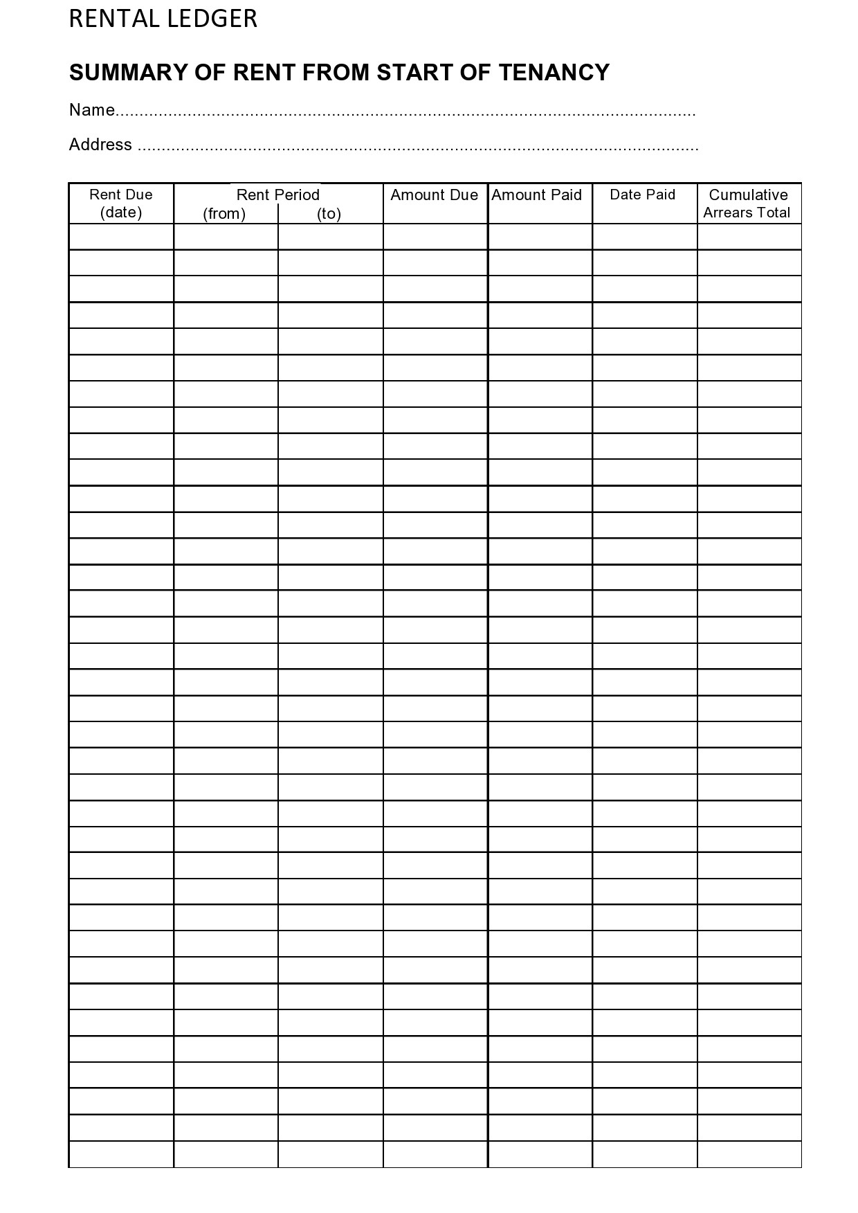 39 Printable Rental Ledger Templates Lease Ledger 