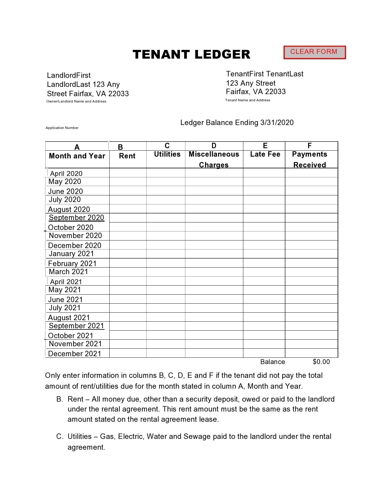 39 Printable Rental Ledger Templates Lease Ledger 