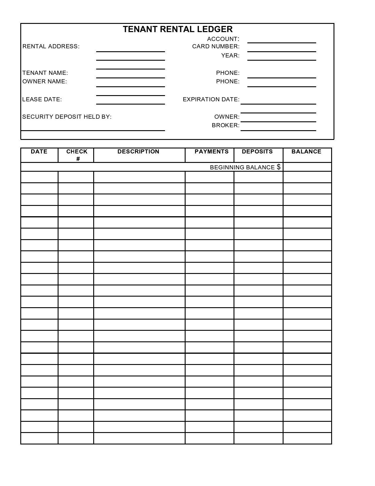 39 Printable Rental Ledger Templates Lease Ledger 