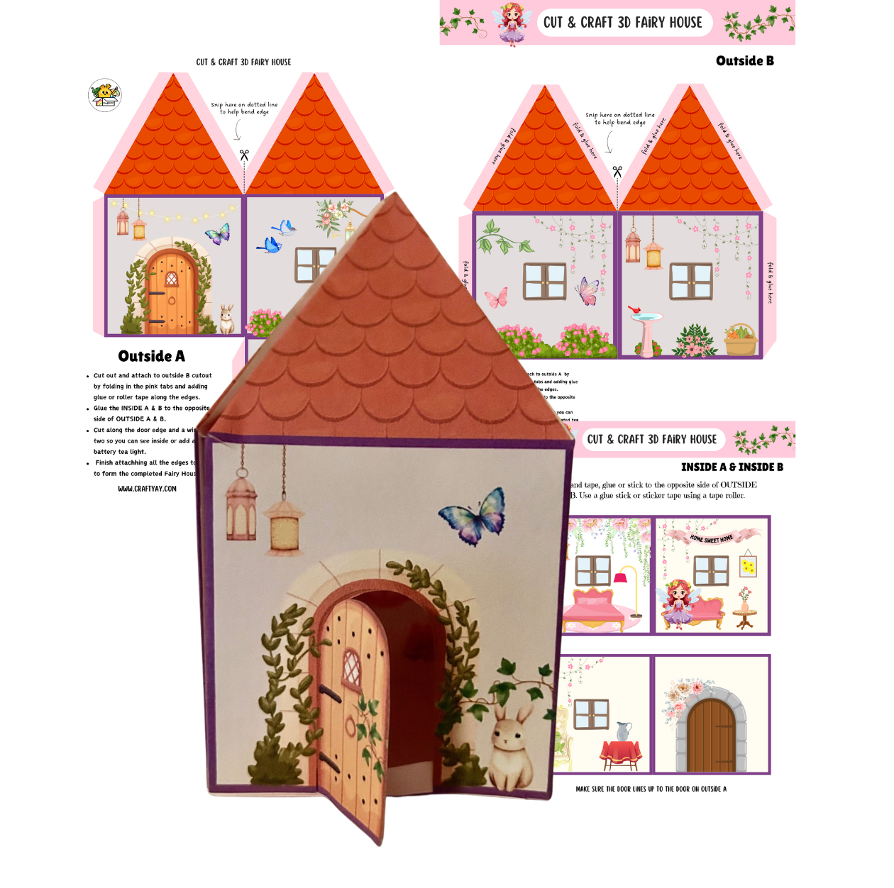 3D Fairy House Box Retail Printable Download