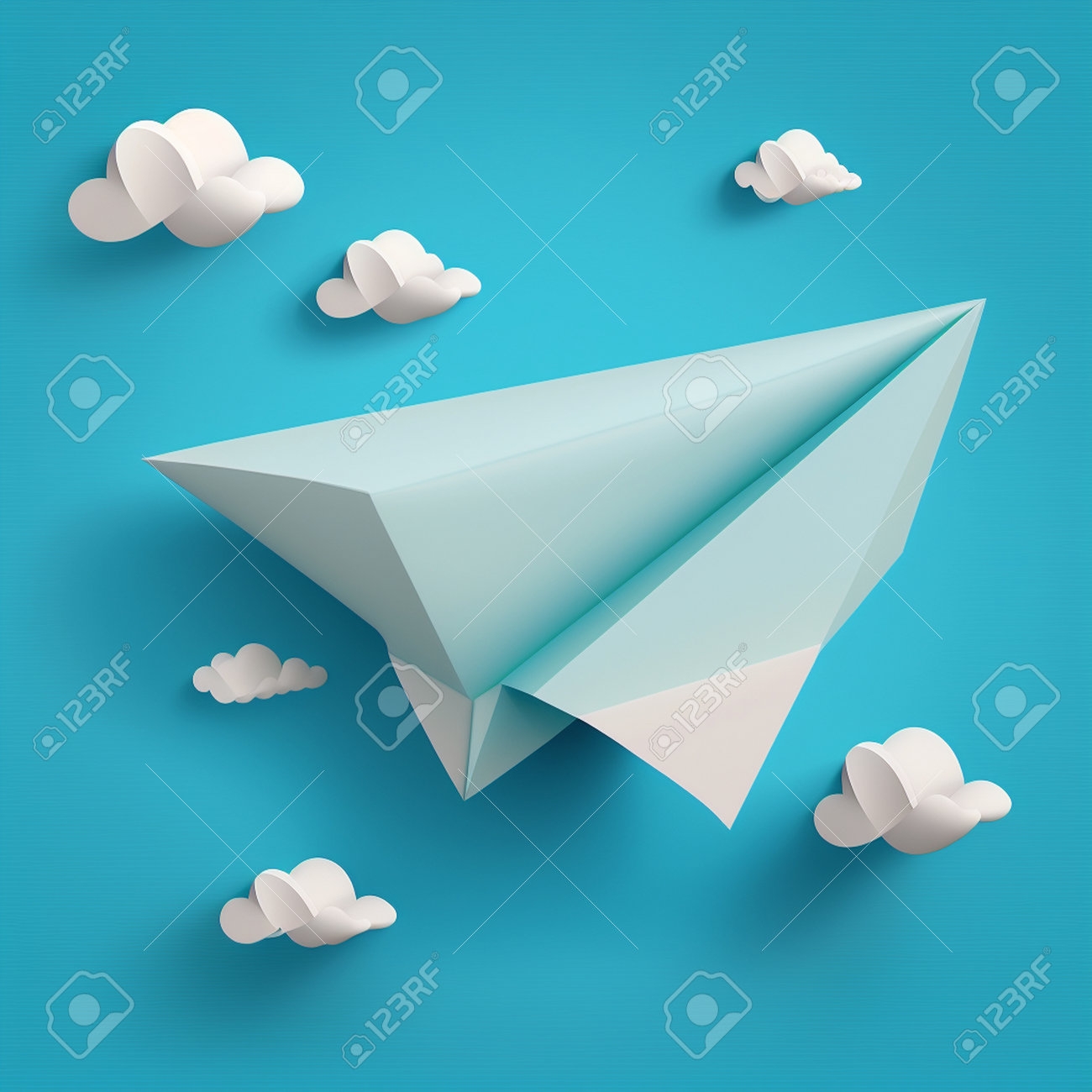 3D Paper Airplane Cartoon Icon Origami Paper Plane Banner Template For Travel With Aircraft And Clouds Stock Photo Picture And Royalty Free Image Image 203172301 
