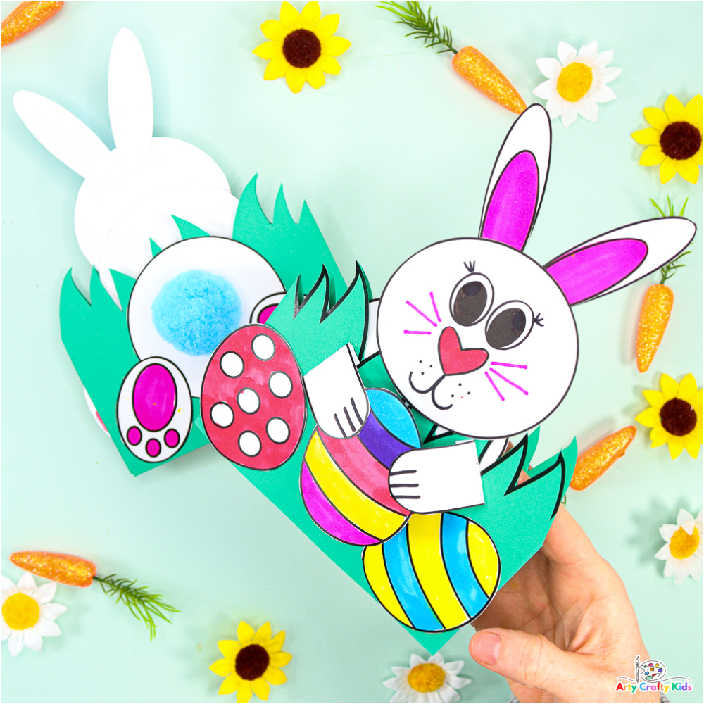 3D Pop Up Bunny Card For Easter Printable Easter Card Arty Crafty Kids