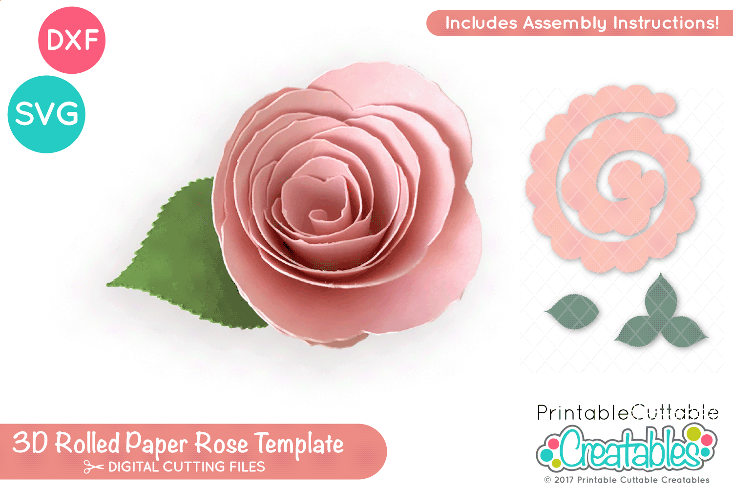 3D Rolled Paper Rose SVG Cut File For Cricut Instructions