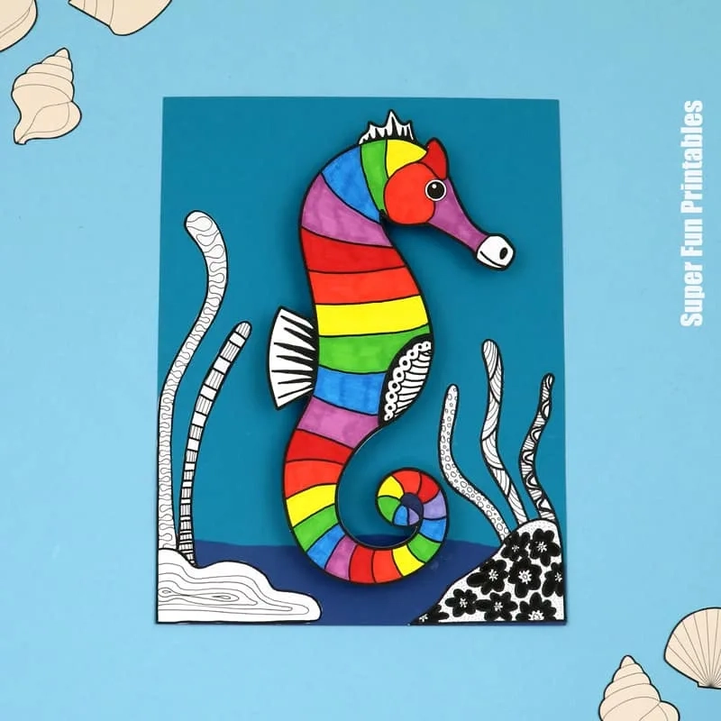 3D Seahorse Paper Craft The Craft Train