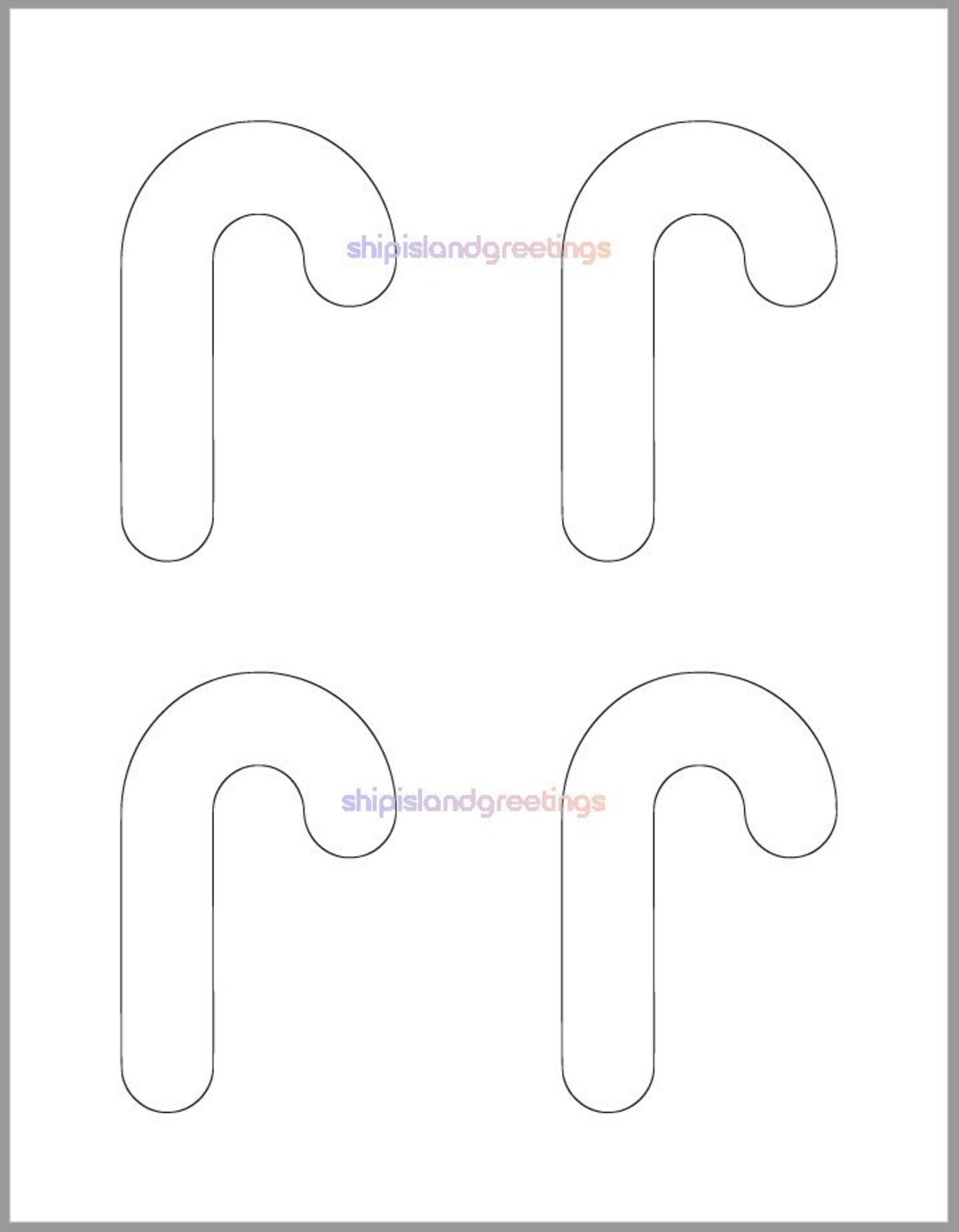 4 Inch Candy Cane Template printable Template holiday Templates candy Cane Cutout kids Christmas Crafts holiday Party Etsy