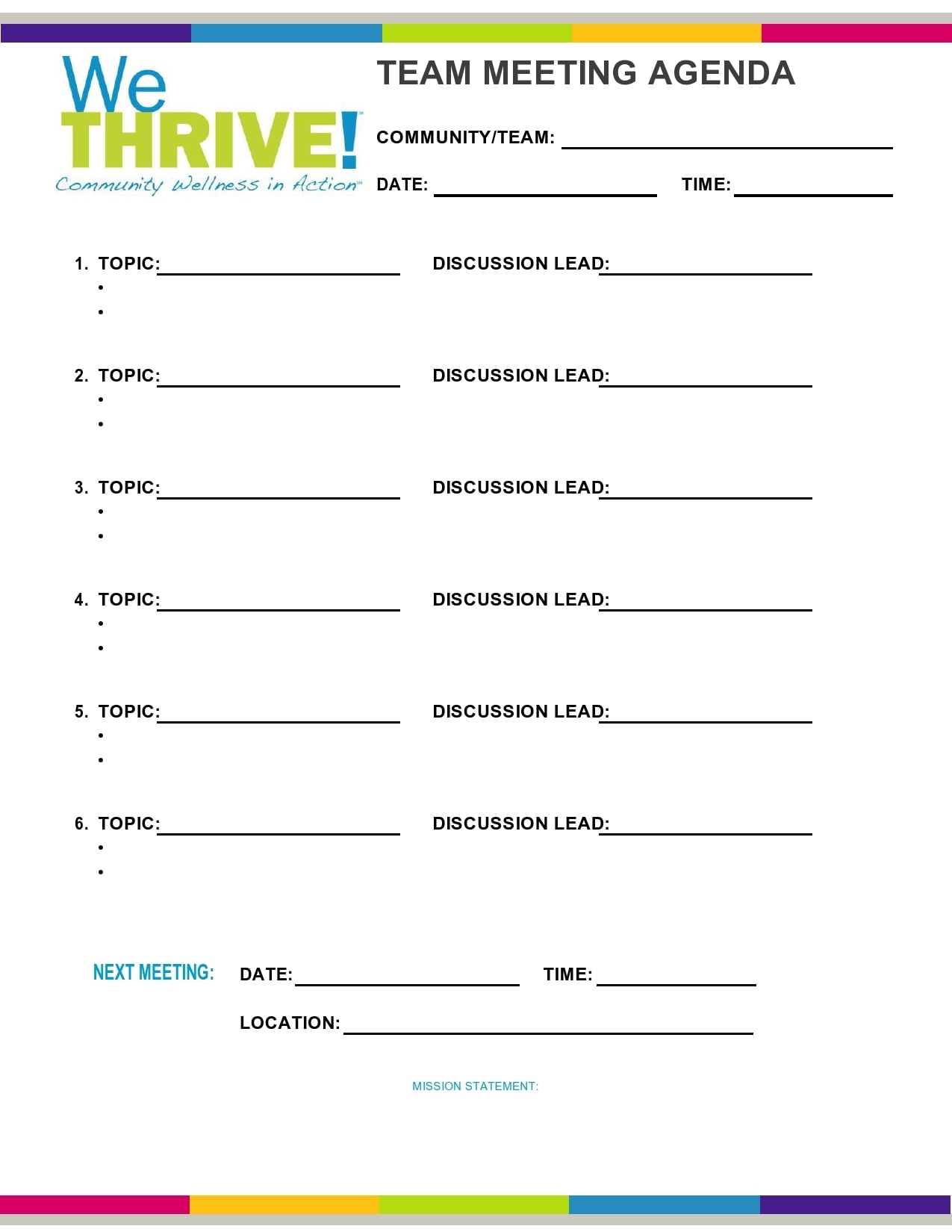 Printable Staff Meeting Agenda Template