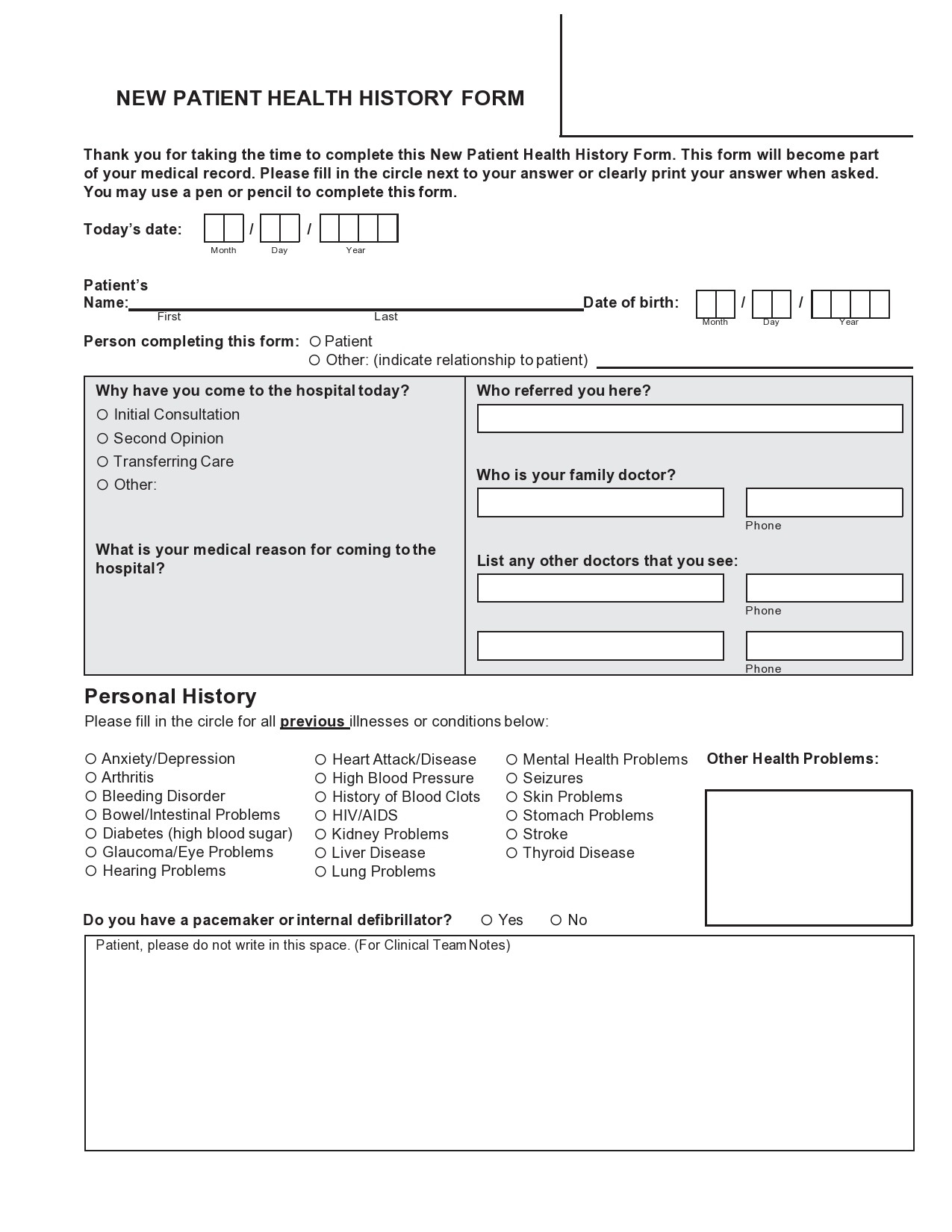43 Medical Health History Forms PDF Word TemplateLab 43 Medical Health History Forms PDF Word TemplateLab