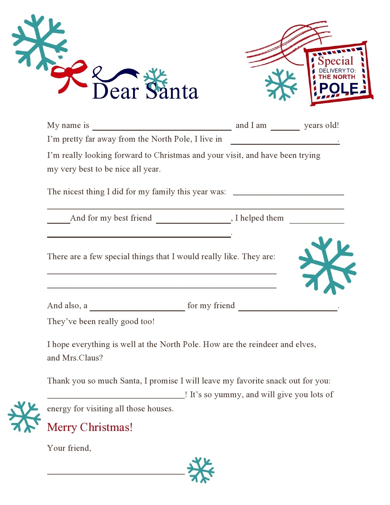 Free Printable Christmas Letter Templates Free Printable Christmas Letter Templates