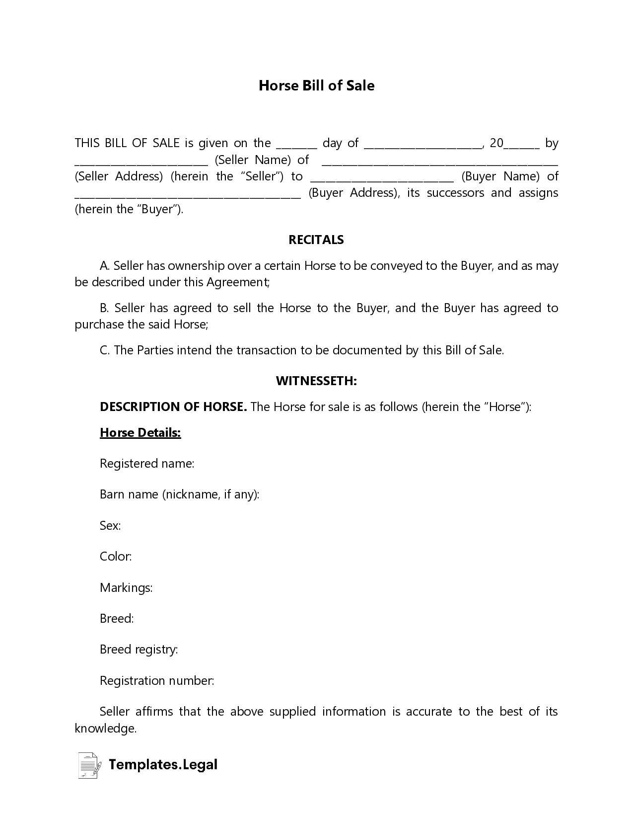 Bill Of Sale Printable Template Bill Of Sale Printable Template