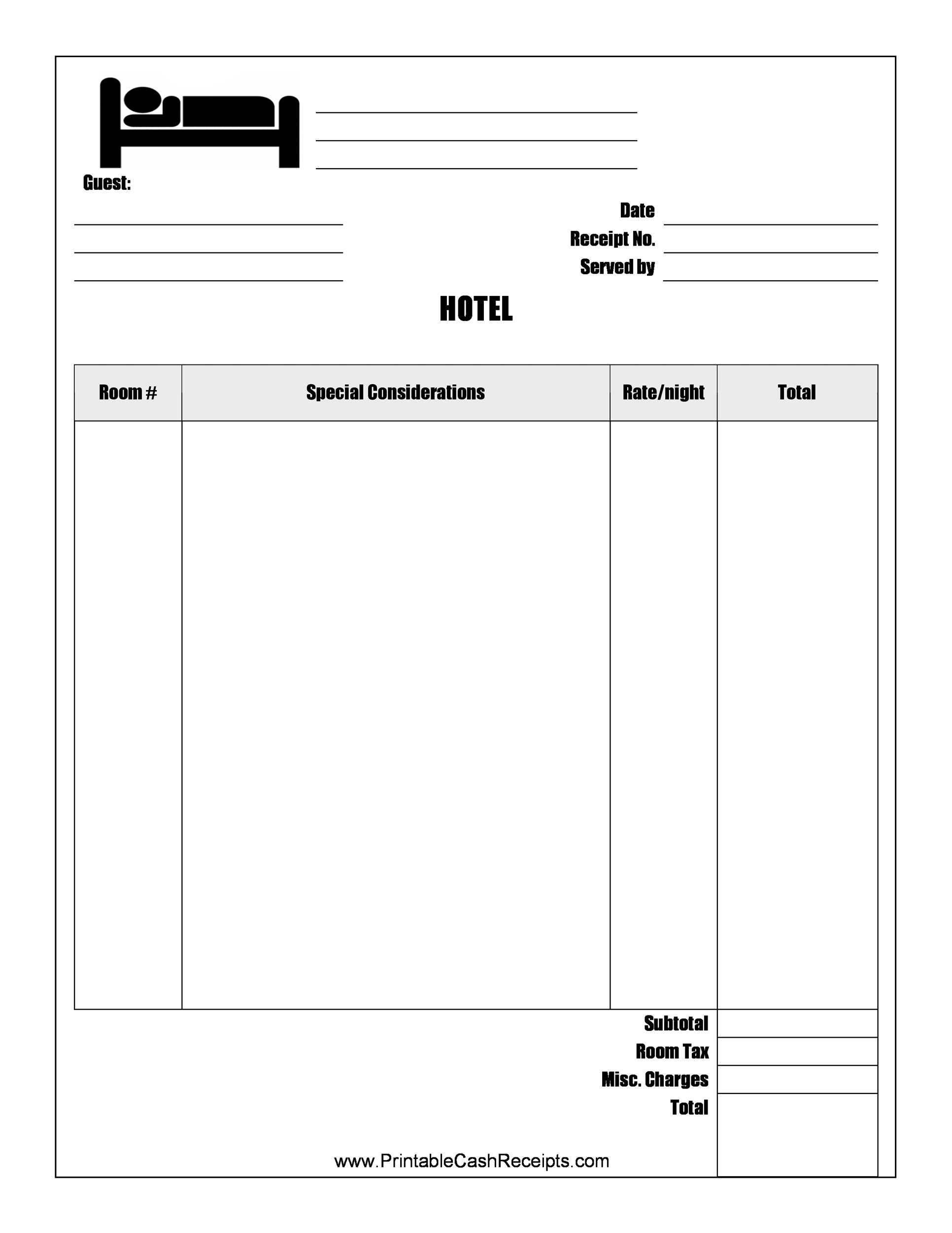 Printable Cash Receipt Template