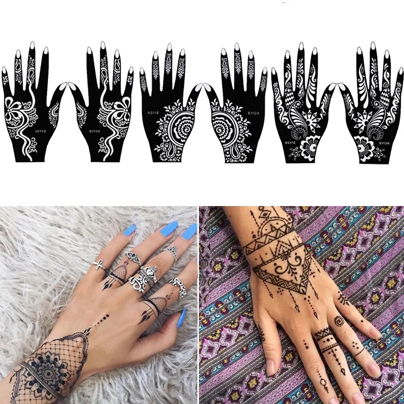 50 Sheets Of Henna Temporary Skull Tattoo Templates For Body Paint Glitter Airbrush Mehndi Hand Tatoo Templates Other Permanent Makeup Supplies