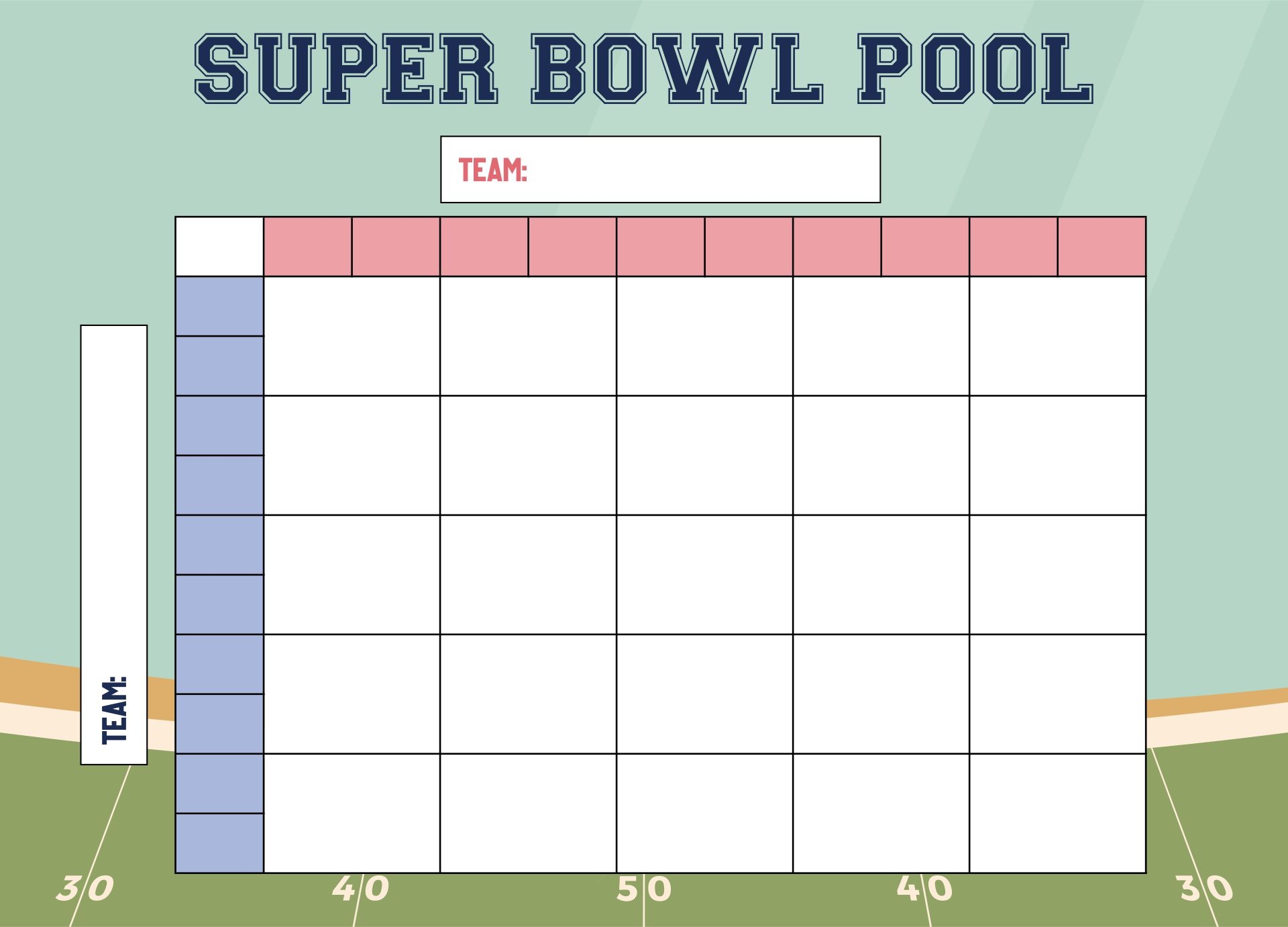 50 Square Football Pool Grid 14 Free PDF Printables Printablee