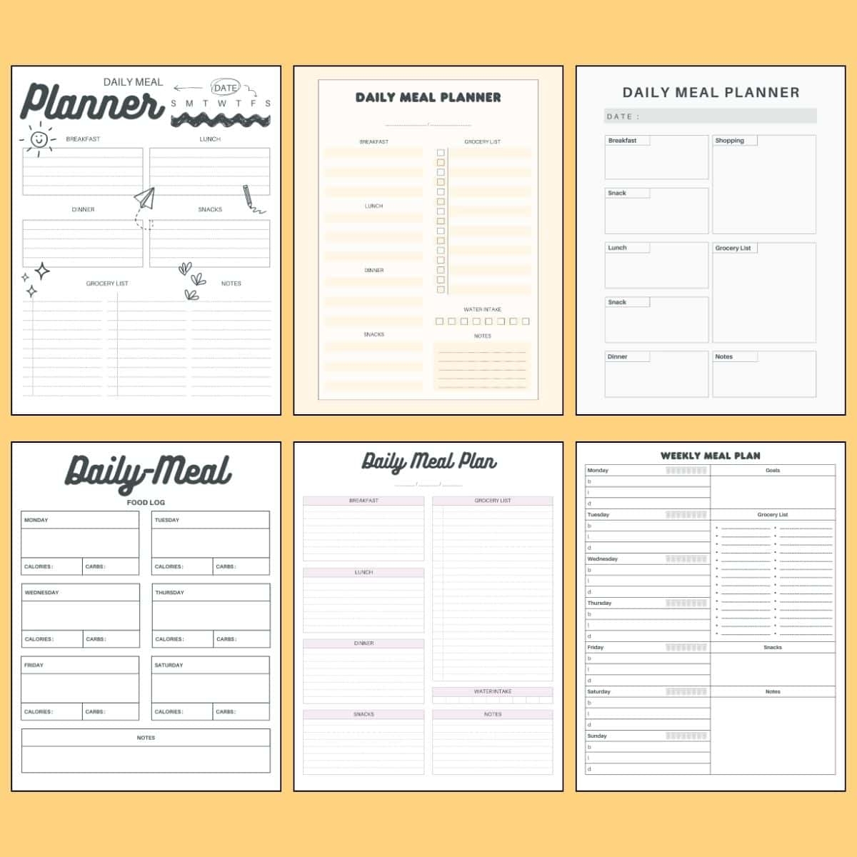 Printable Weekly Meal Planner Template
