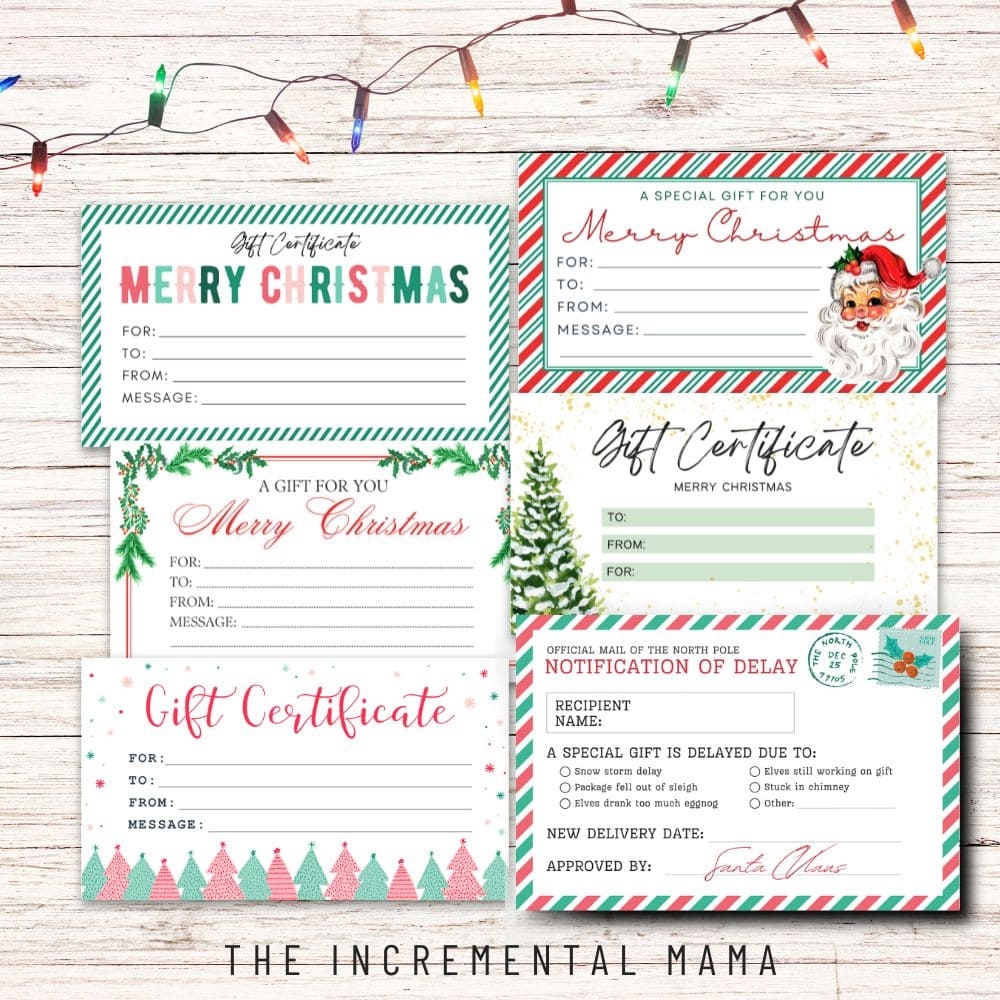 6 Free Printable Gift Certificate Templates For Christmas The Incremental Mama 6 Free Printable Gift Certificate Templates For Christmas The Incremental Mama