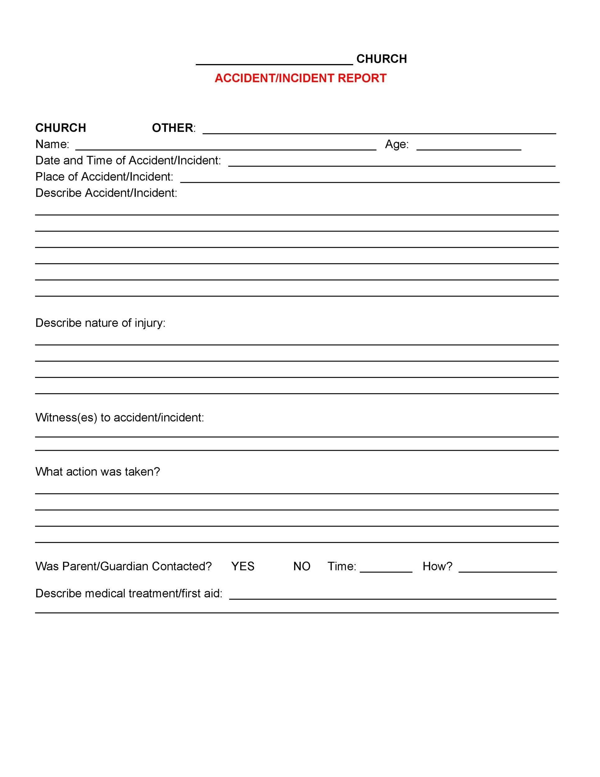 Printable Incident Report Template