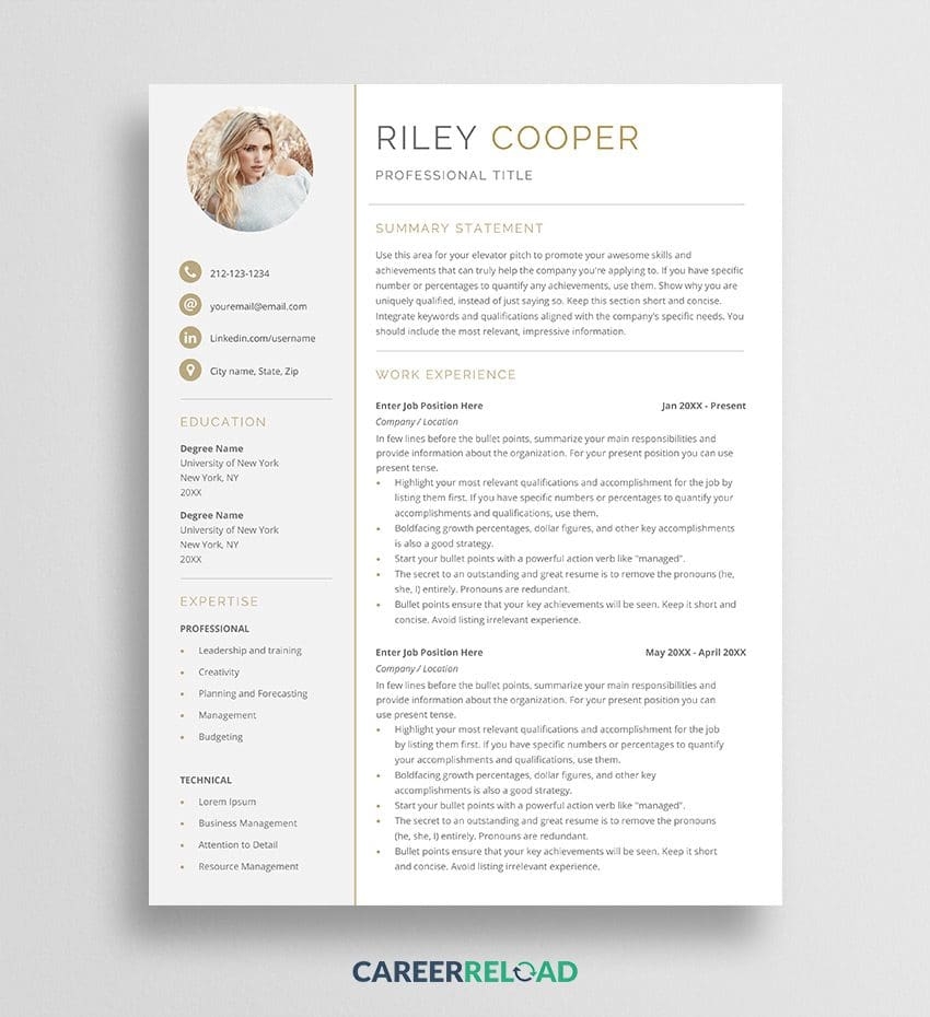 65 Free Microsoft Word Resume Templates To Download 2025