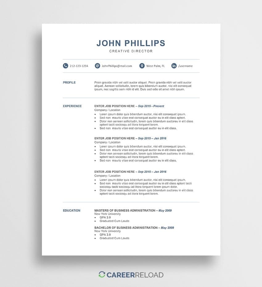 65 Free Microsoft Word Resume Templates To Download 2025
