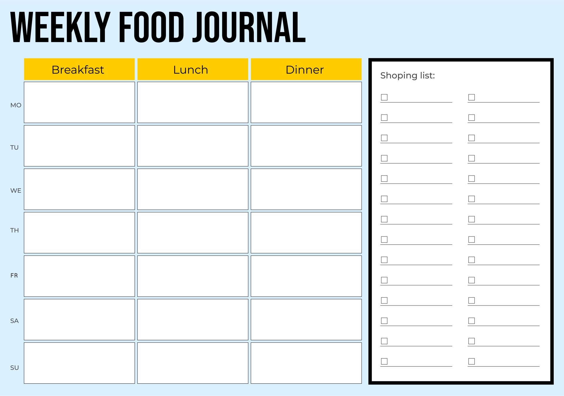 7 Day Food Journal 10 Free PDF Printables Printablee Worksheets Library