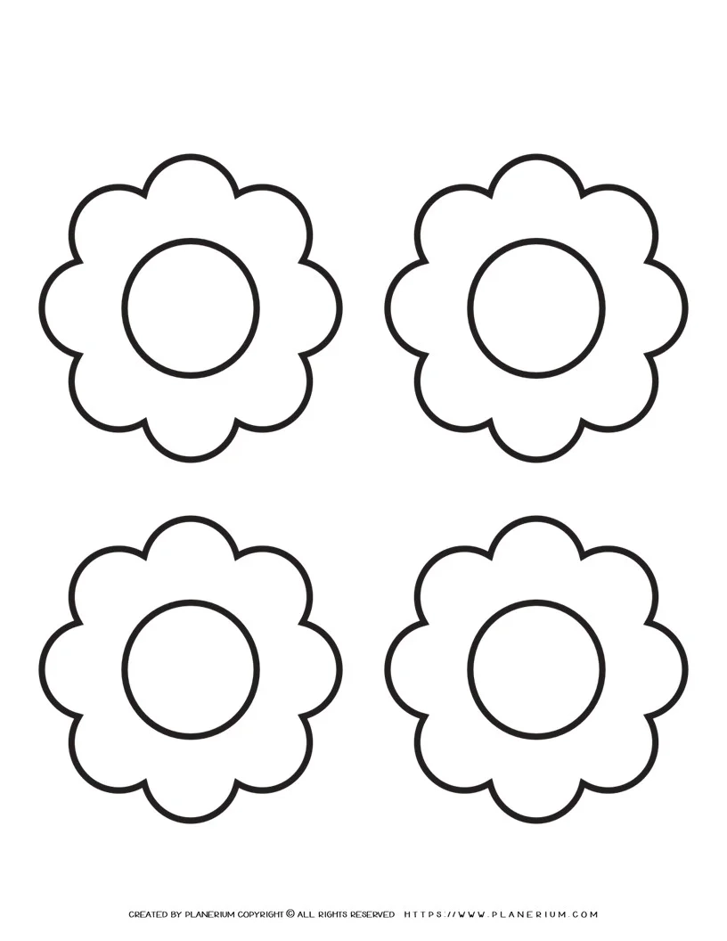 8 Petal Flower Template Four Flowers Planerium Worksheets Library