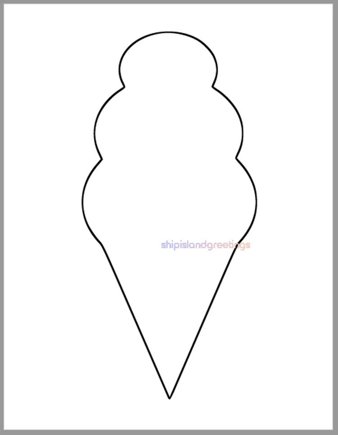 9 5 Inch Ice Cream Cone Template printable Ice Cream Cutout 