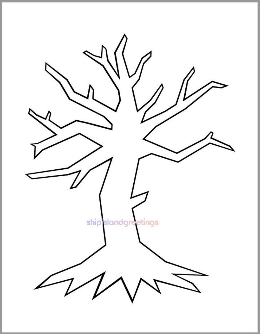 9 Inch Printable Tree Template pdf Download halloween Crafts bare Tree fall Art Projects color Page tree Cutouts autumn Classroom Etsy UK