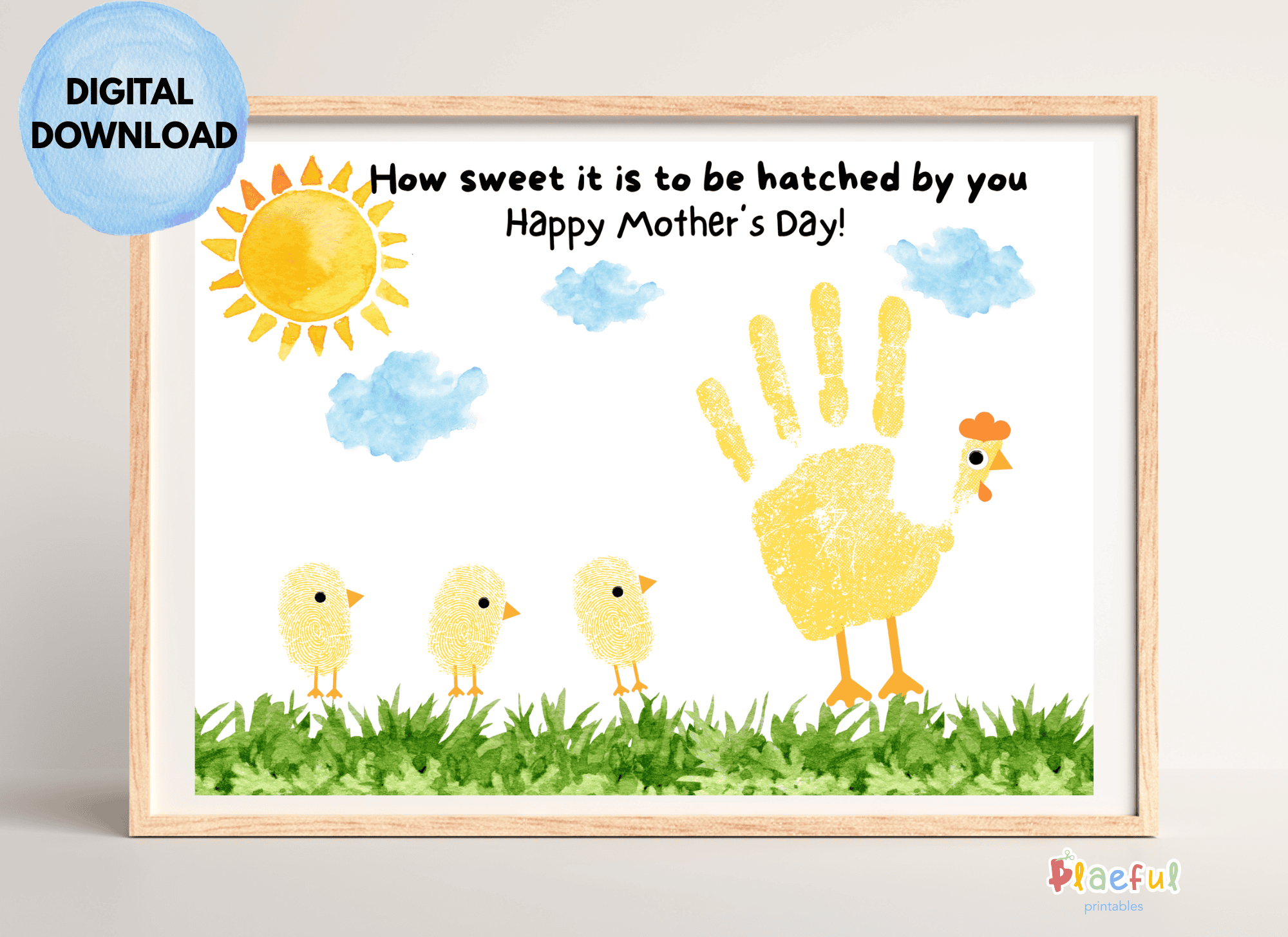 Adorable Chick And Hen Handprint Art With Printable