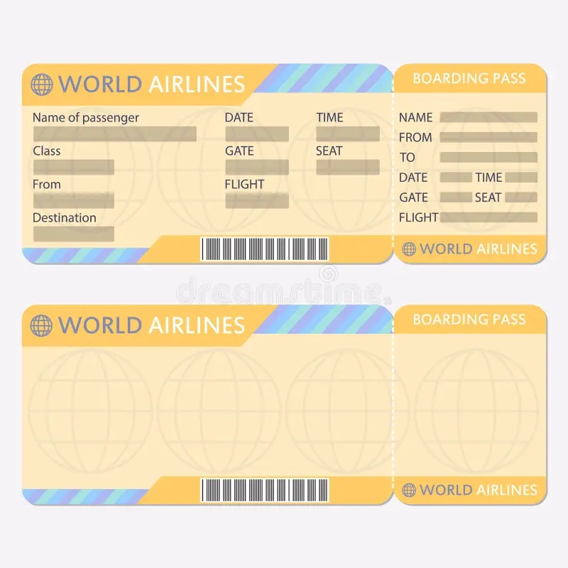 Airline Or Plane Ticket Template Boarding Pass Blank And Airplane Ticket Stock Vector Illustration Of Aircraft Airline 195698784