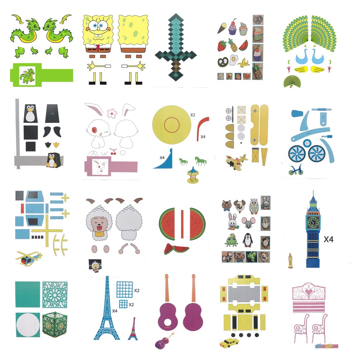 Amazon 40 Patterns 3D Printer Drawing Molds Paper Stencils For 3D Printing Pen Painting Graffiti Template Printing Paper For 3D Pen Kids DIY Gift Animal Vehicle Sword With A Transparent Board Plate 
