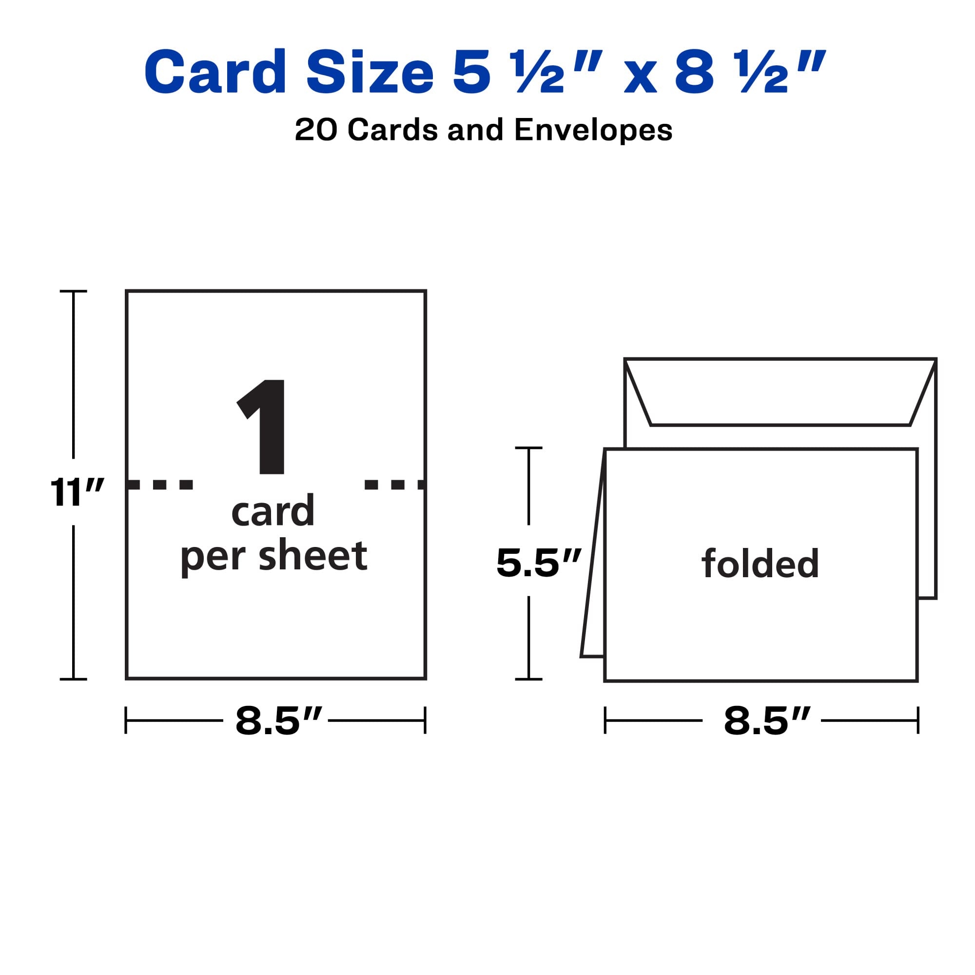 Amazon Avery Printable Greeting Cards Half Fold 5 5 X 8 5 Matte White 20 Blank Cards With Envelopes 3265 Office Products
