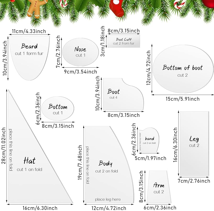 Amazon Jutom 11 Pcs Christmas Gnome Patterns For Sewing Basic Gnome Patterns Sewing Ruler Template Acrylic Quilting Ruler Non Slip For Christmas DIY Making Supplies Arts Crafts Sewing