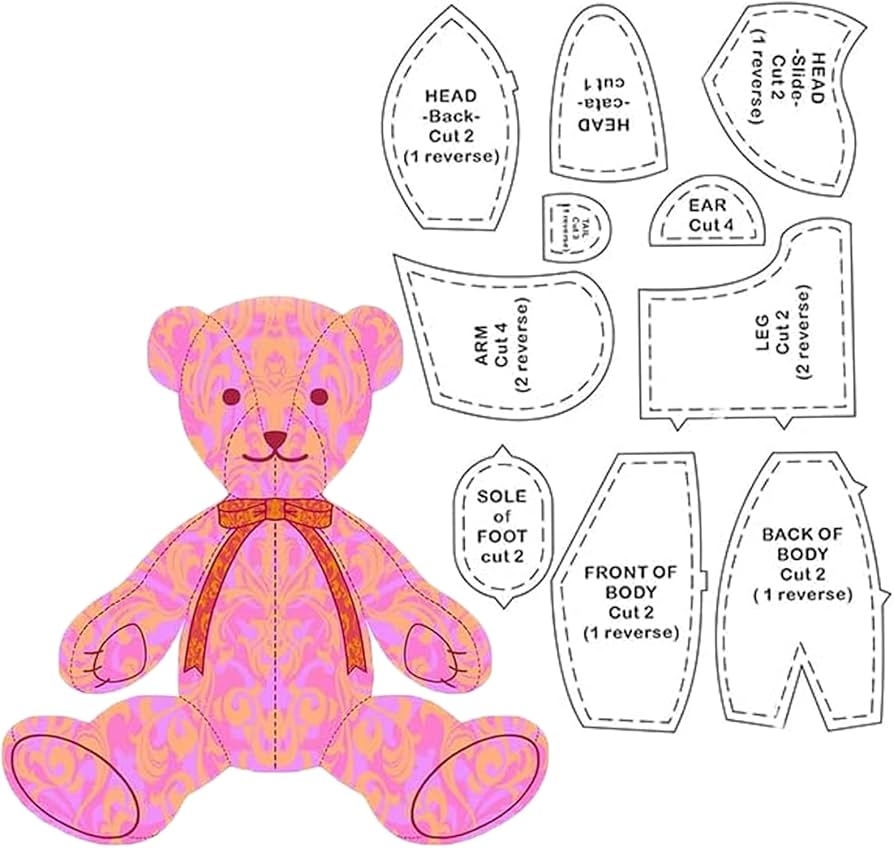 Amazon Memory Bear Template Ruler Set With Instructions Memory Bear Sewing Patterns Template Acrylic Template Quilting Cutting Set For Sewing Bear Pattern Template Home Sewing Art Craft 10 PCS B 15inch 