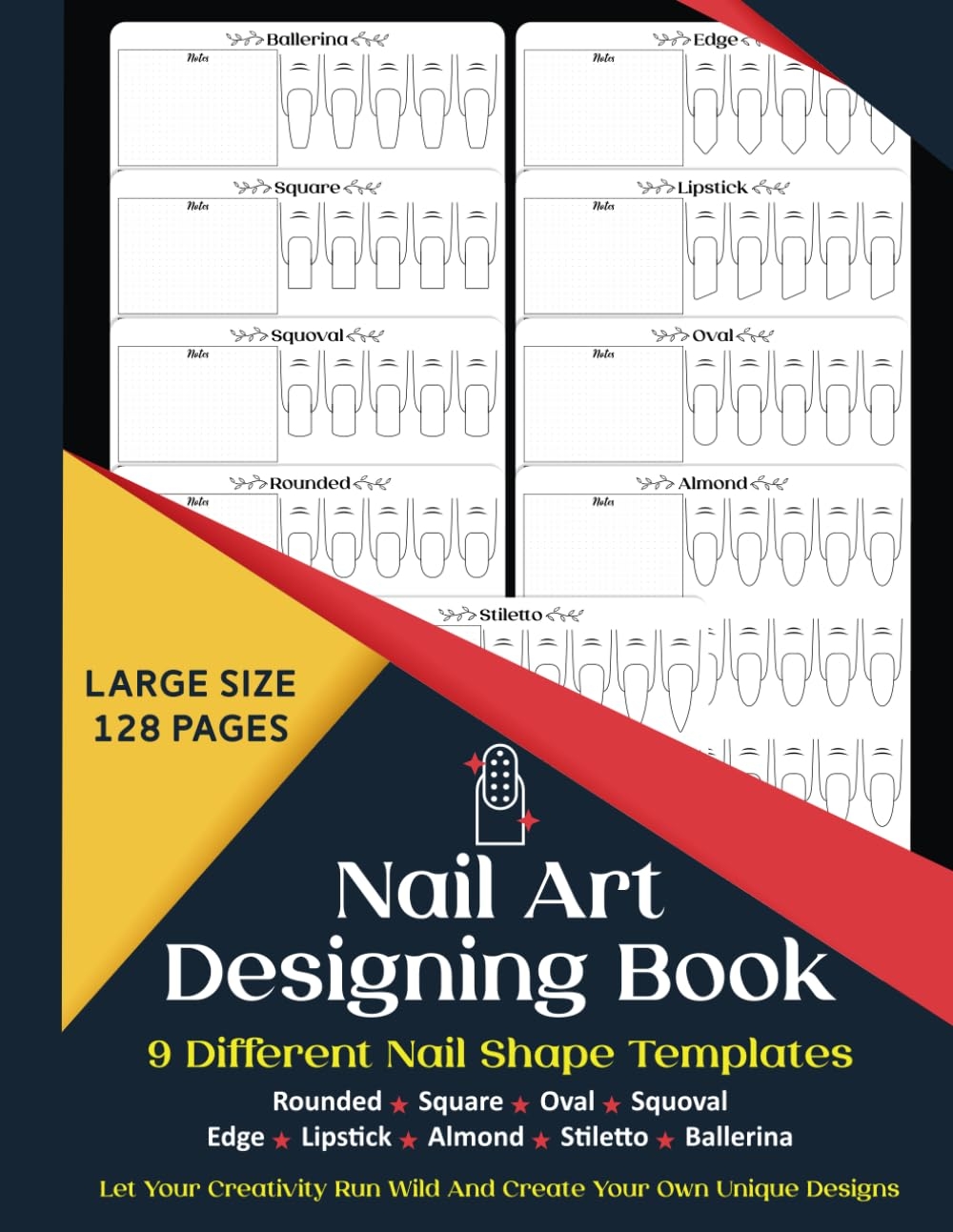 Amazon Nail Art Designing Book Nail Art Sketchbook With 9 Different Nail Shape Templates Nail Art Design Book With Blank Templates To Practice Creative Forr Nail Techs Nail Artists Manicurists 