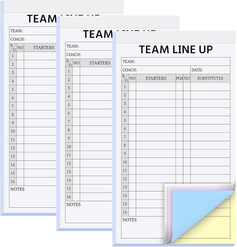 Amazon Suituts 90 Sets Baseball Softball Lineup Cards 4 Part Carbonless 16 Player Roster Line Up Sheets For Coaches Team Sports 3 Pads 4 5 X 8 Inch Sports Outdoors