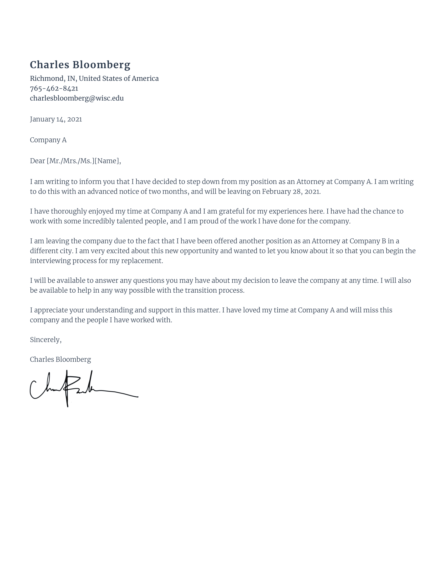 Attorney Resignation Letter Sample 2024 Rezi