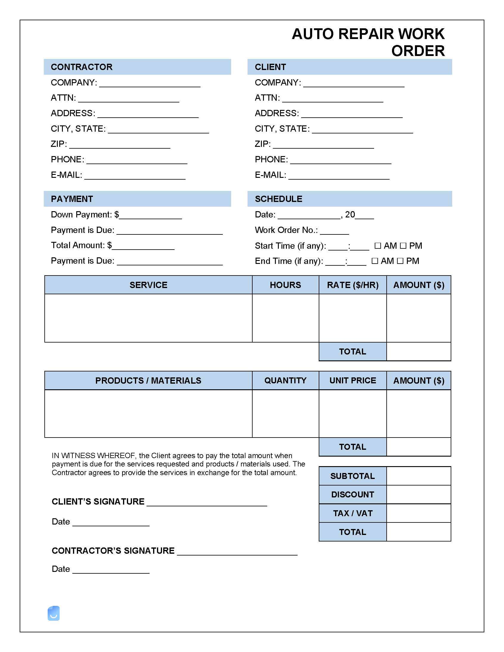 Auto Repair Work Order Template Invoice Maker Auto Repair Work Order Template Invoice Maker