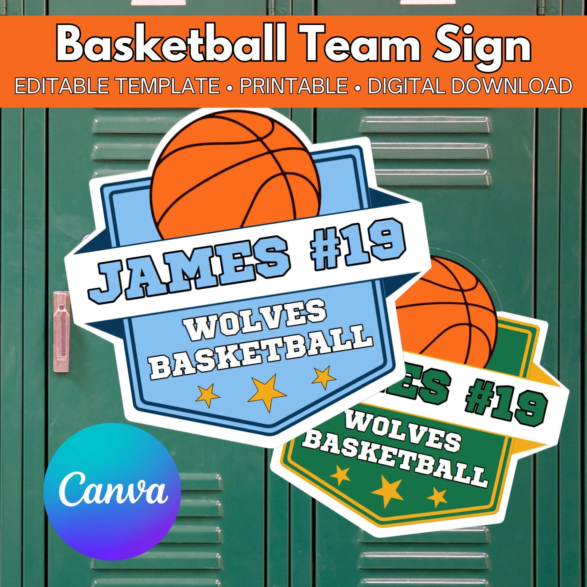 Basketball Team Sign Canva Template Locker Decoration Basketball Tag Basketball Mom Basketball Printable Basketball Game Day Etsy