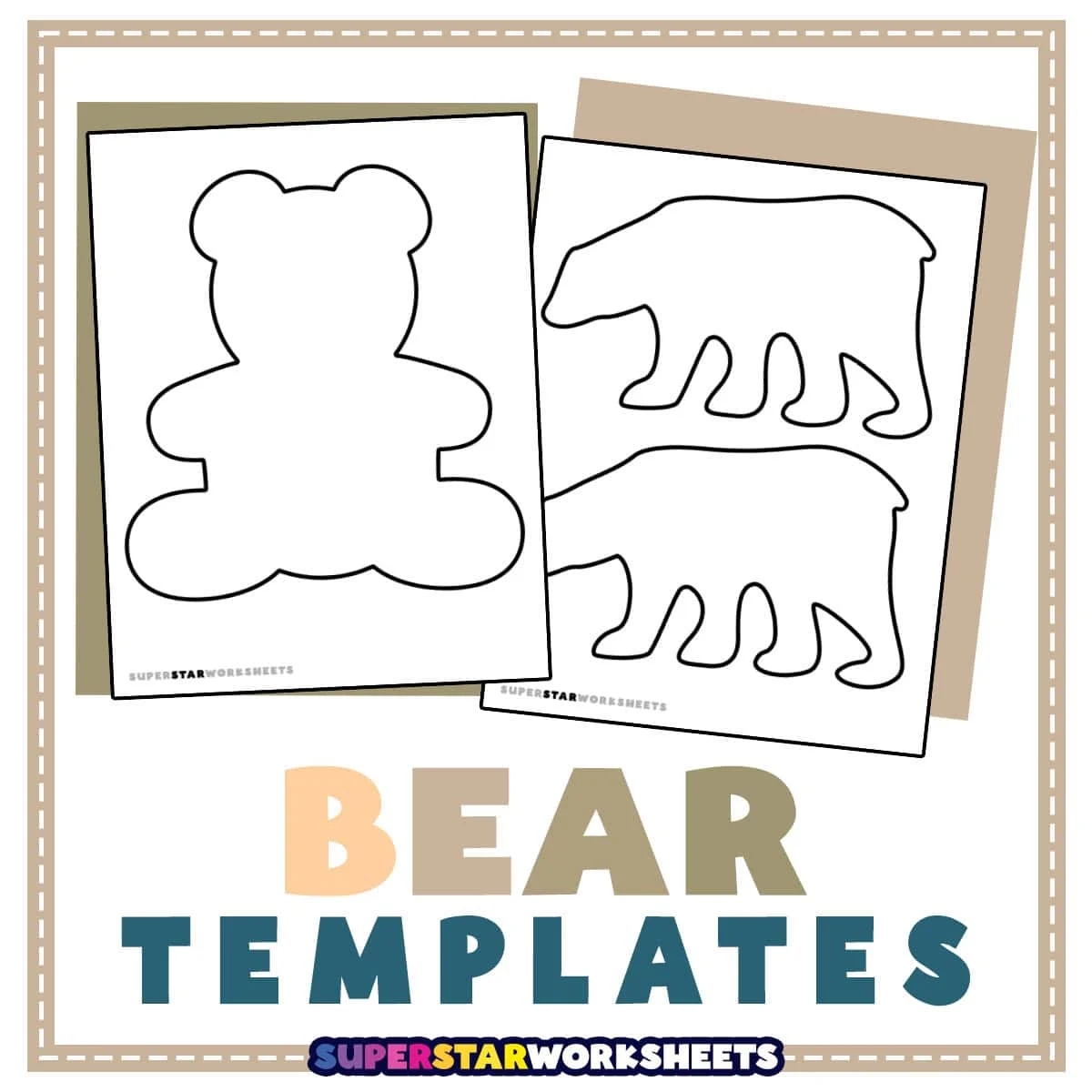 Bear Template Free Printables Superstar Worksheets