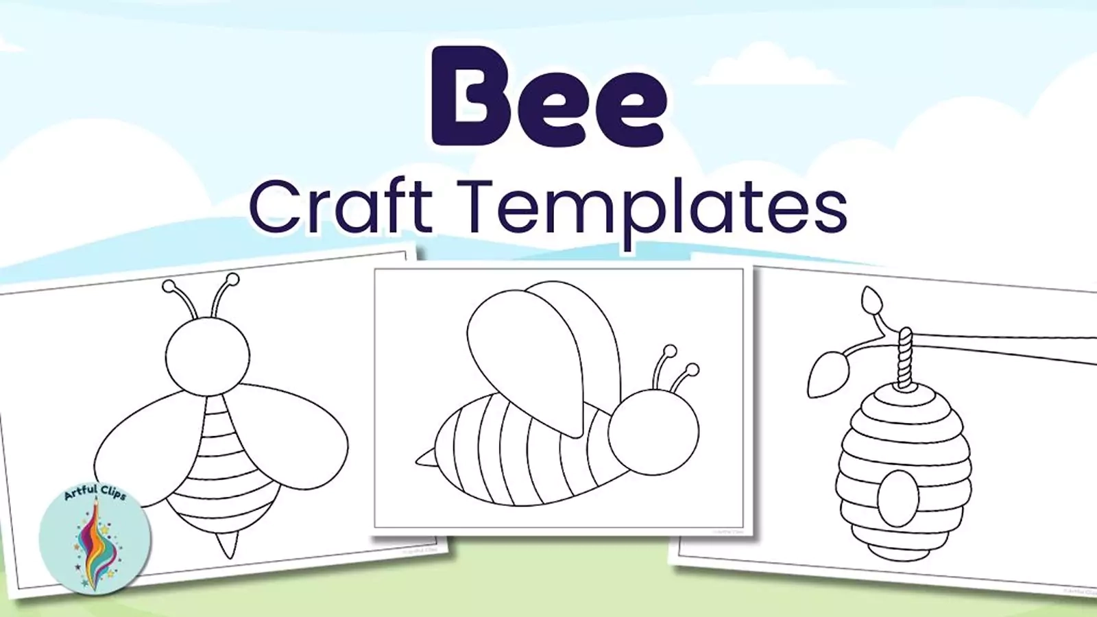 Bee Template Set Simple Blank Printable Outlines Clipart