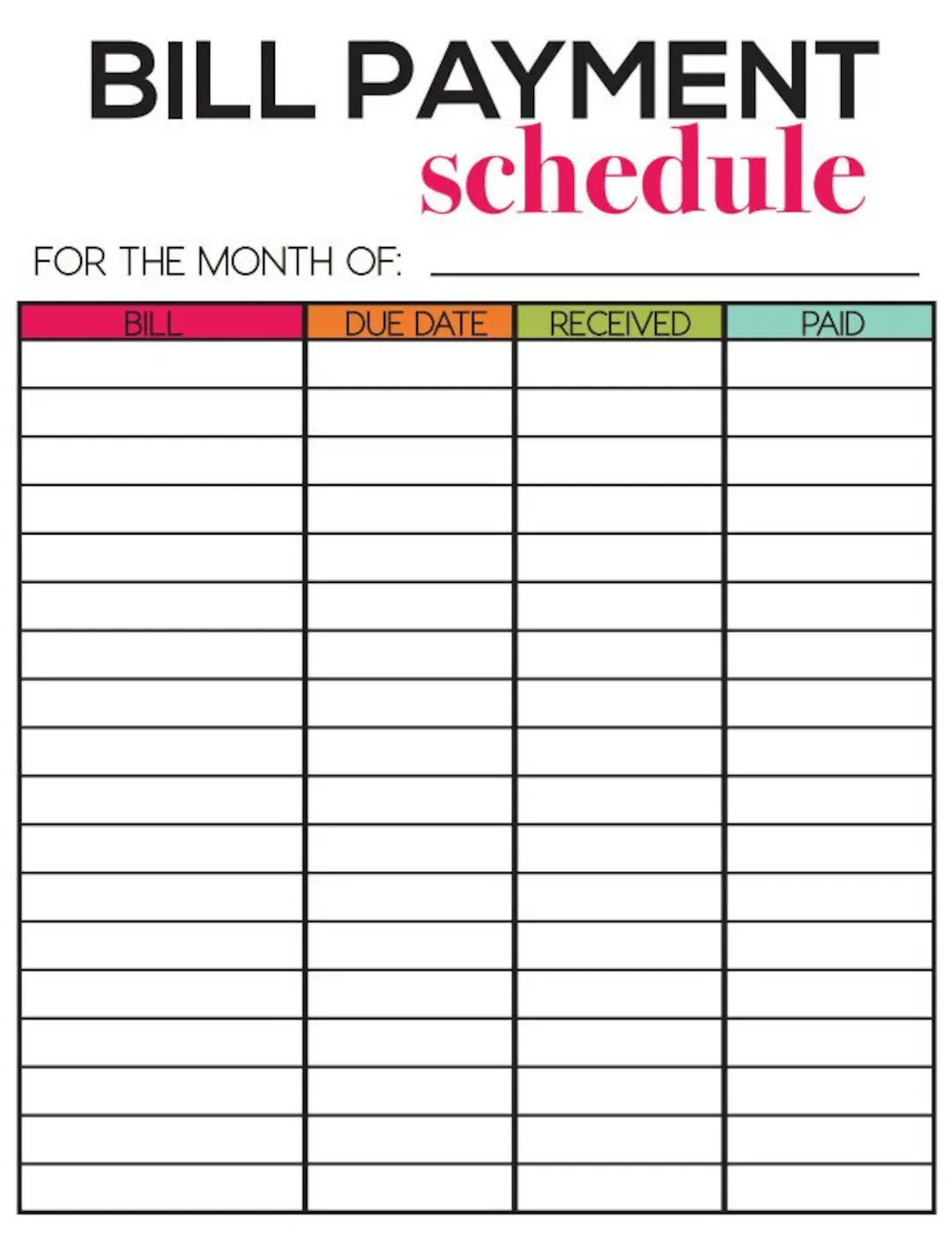 Bill Payment Template Instant Download Digital Download Bills Money Budget Planning Budget Planner Finances Templates Etsy