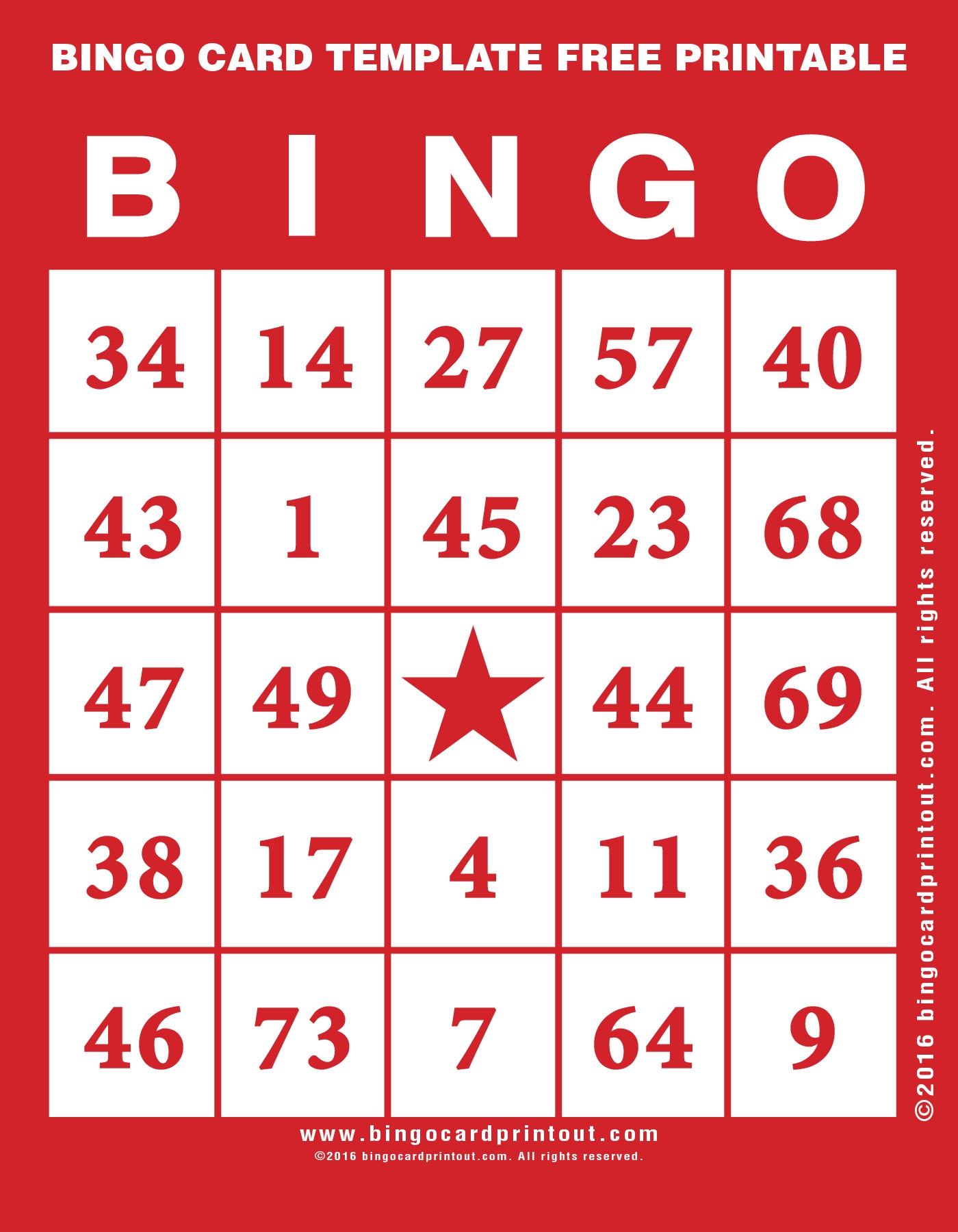 Bingo Card Template Free Printable BingoCardPrintout