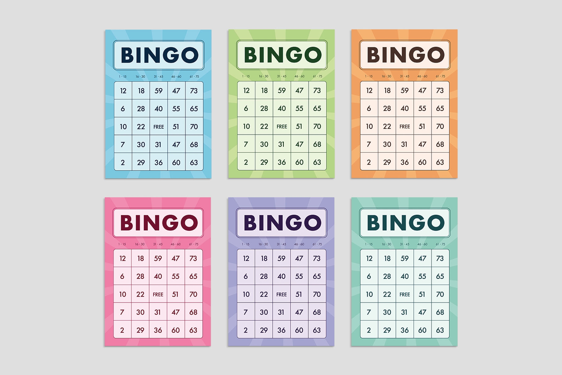 Bingo Card Template Free Printable
