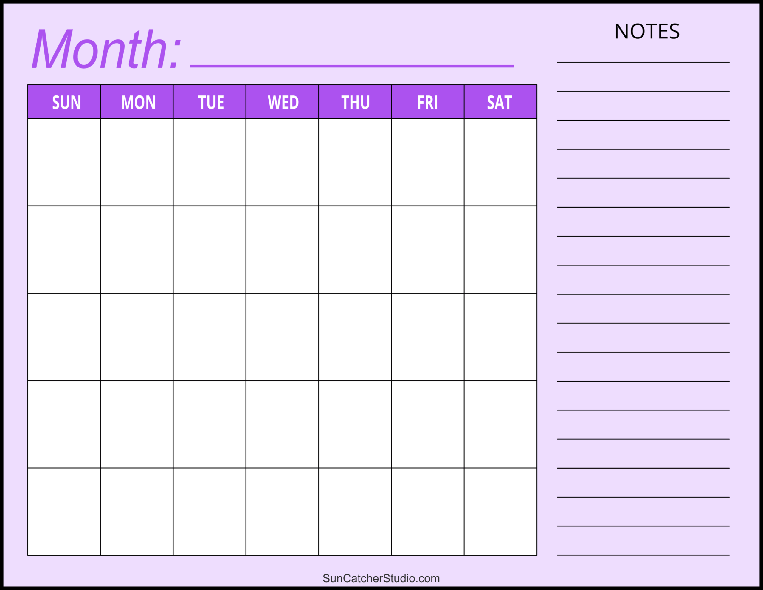 Free Blank Printable Calendar Template
