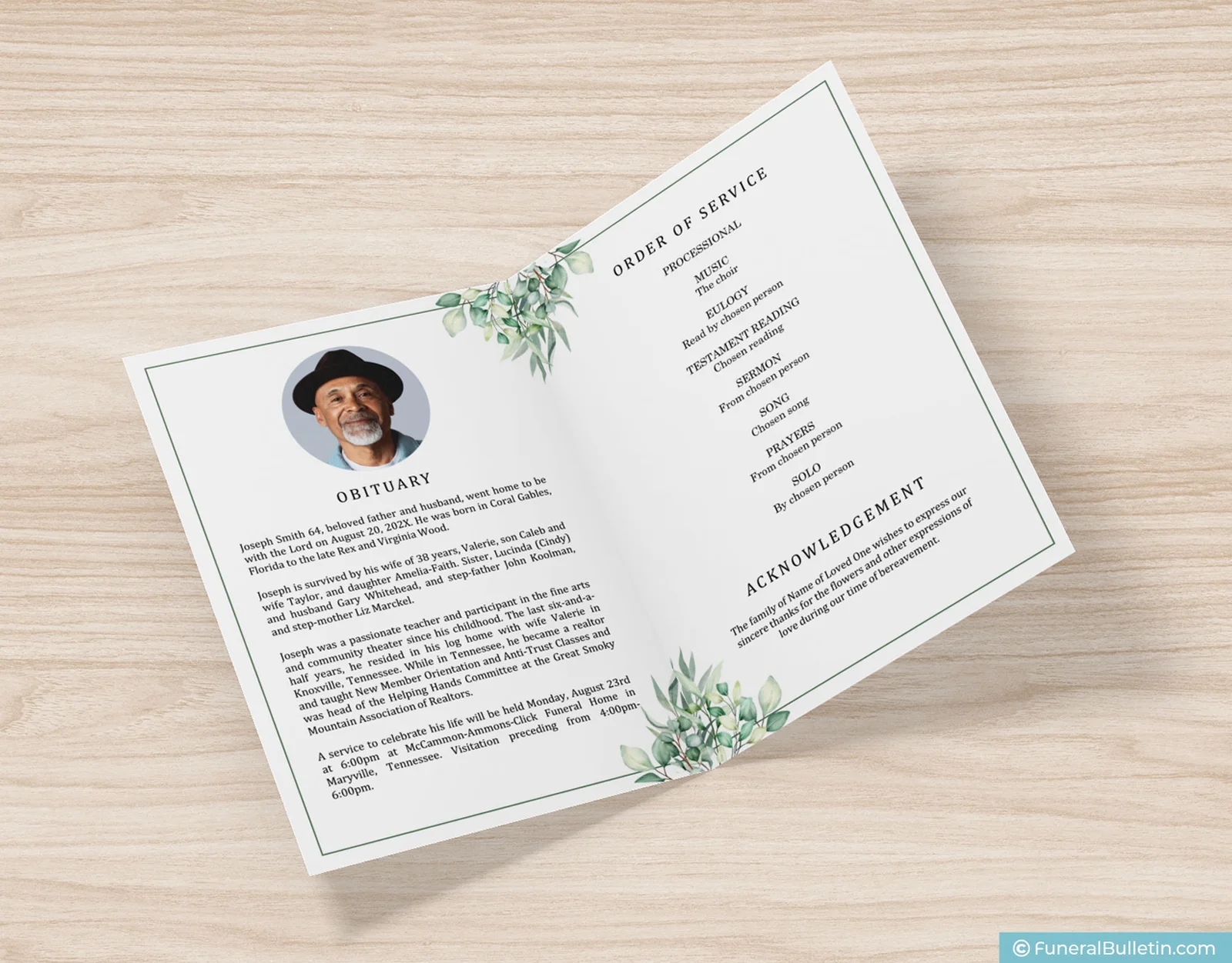 Free Printable Obituary Template