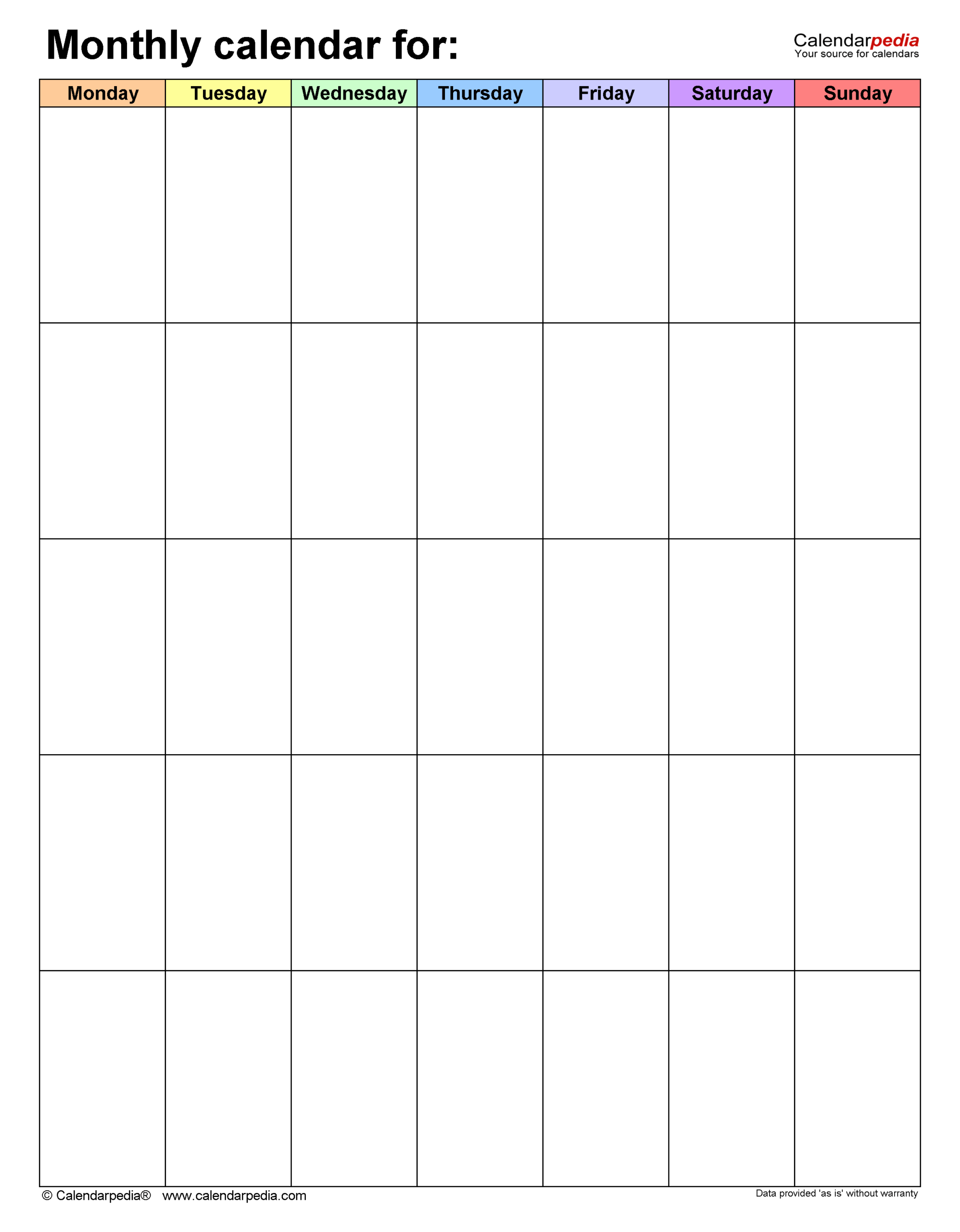 Blank Monthly Calendars In PDF Format 22 Templates Blank Monthly Calendars In PDF Format 22 Templates