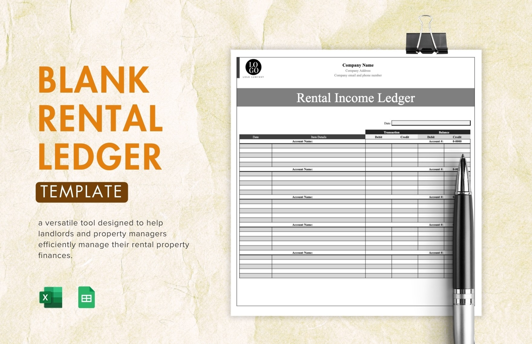 Blank Rental Ledger Template In Excel Google Sheets Download Template 