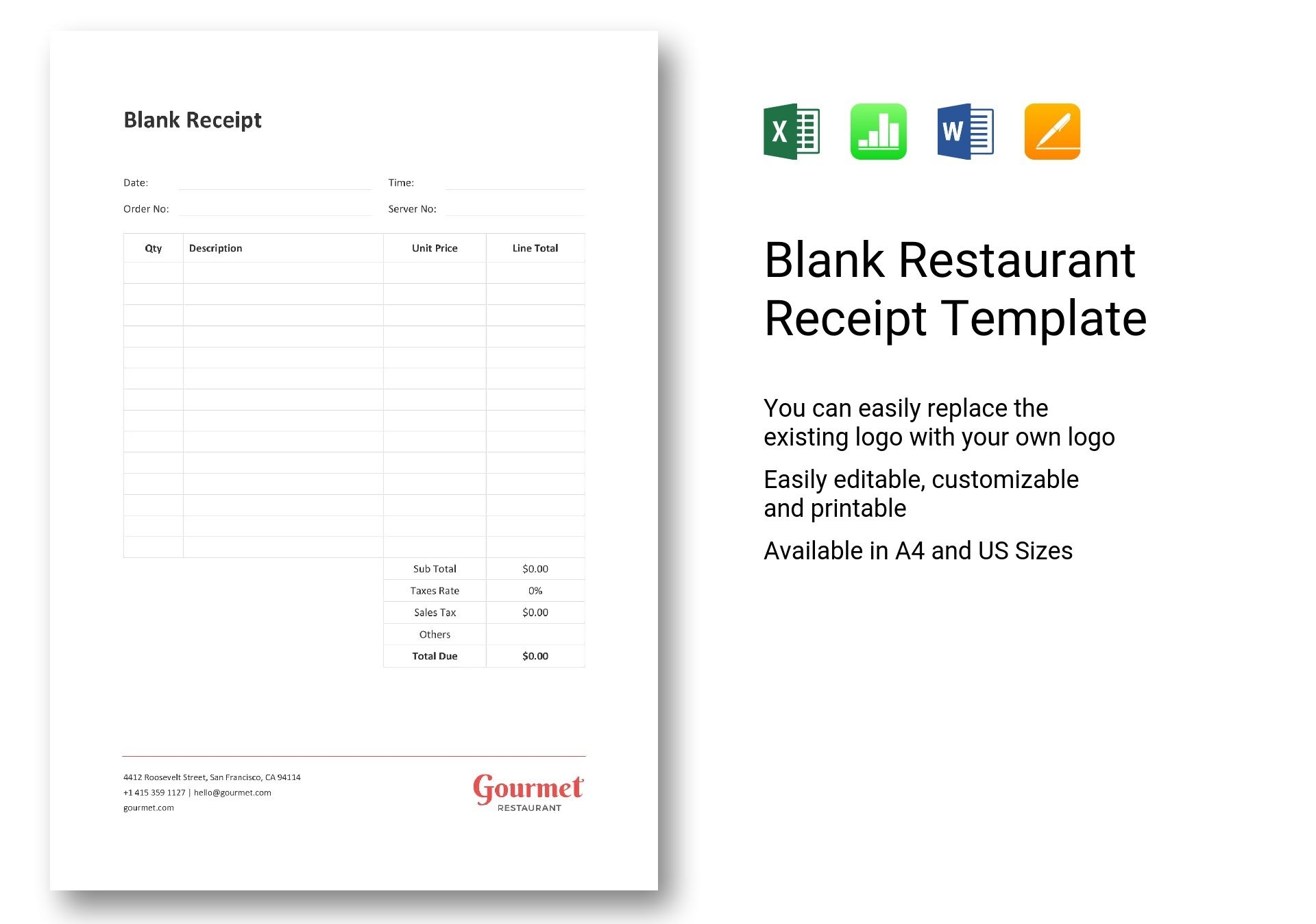 Blank Restaurant Receipt Template Best Templates