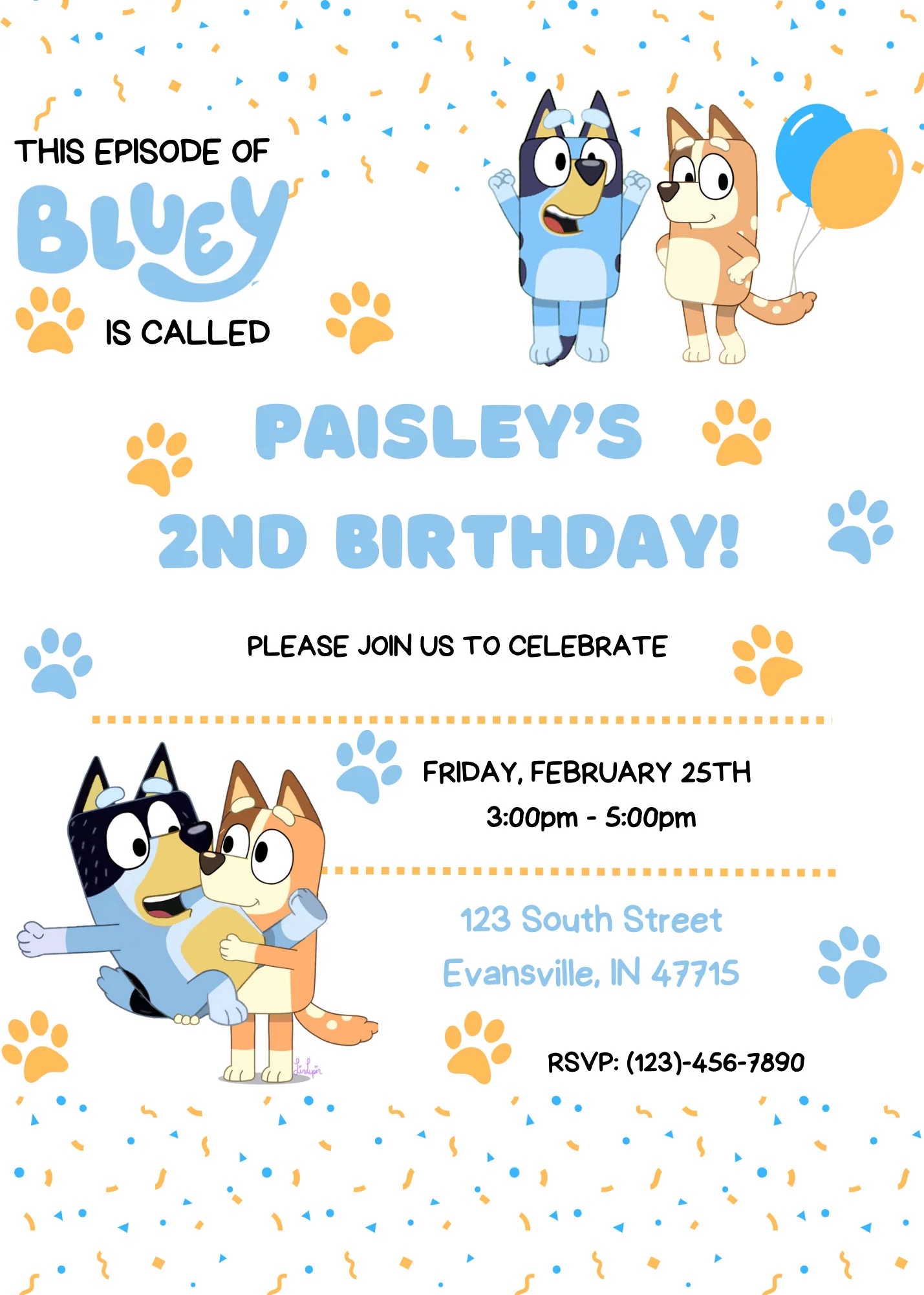 Bluey Birthday Invitation Birthday Template Printable CANVA Kids Invitation Toddler Birthday Invitation Birthday Etsy UK