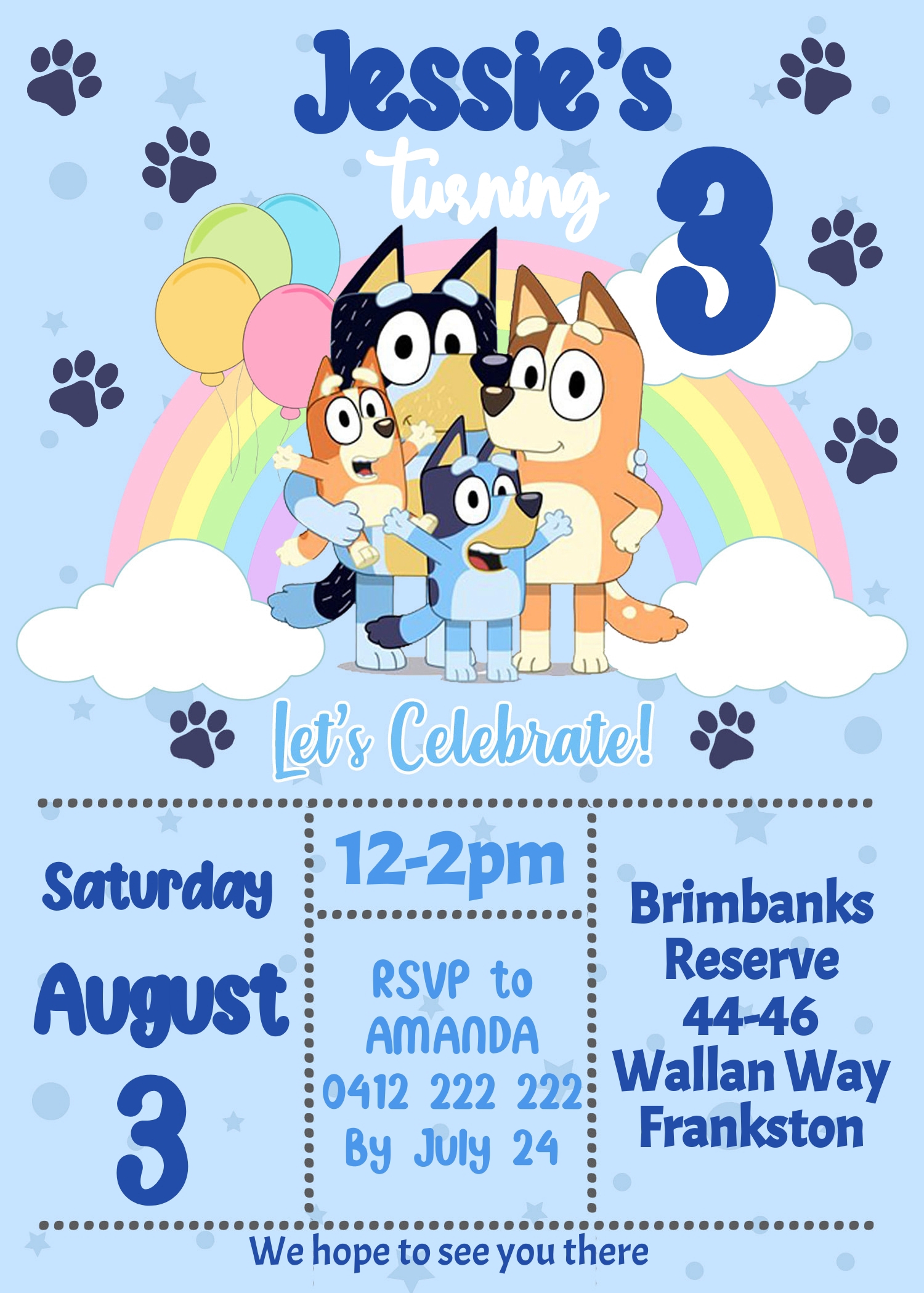 Free Printable Template Printable Bluey Birthday Invitation