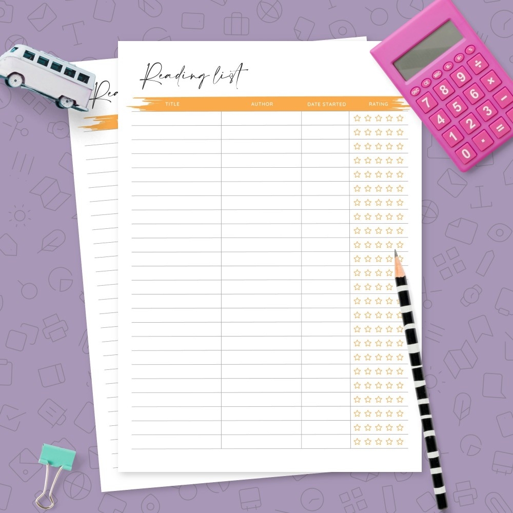 Book Reading List Template Template Printable PDF